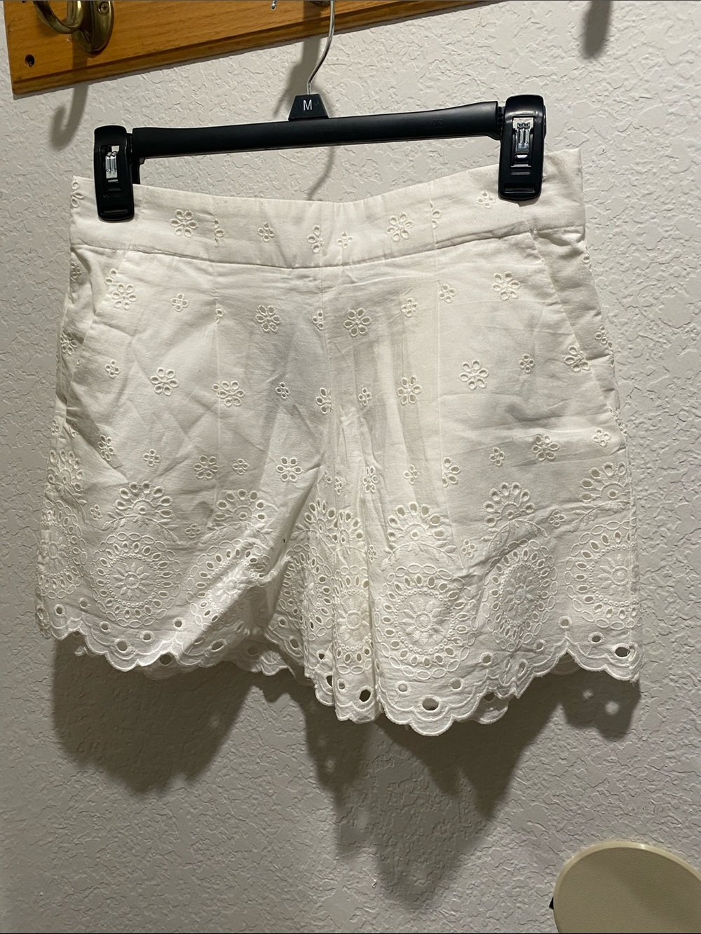 LOFT White Eyelet Scalloped-Hem Skort